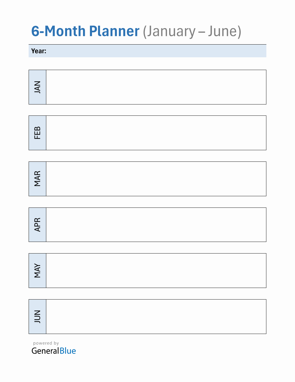 6-Month Planner Template - Download in Word (January To June)