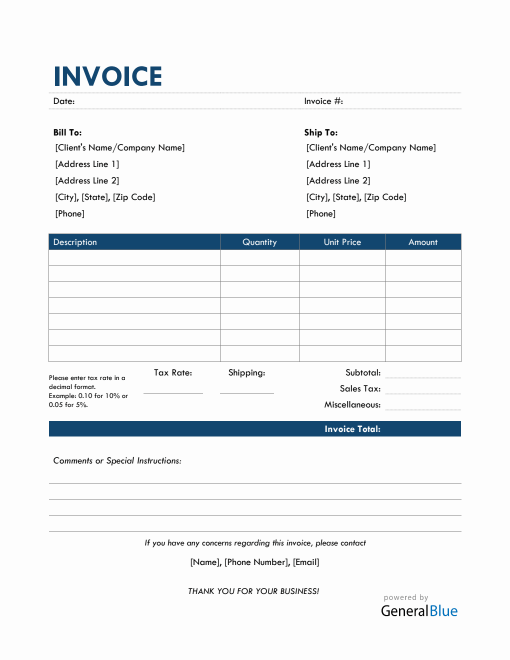 Bill Of Sale Invoice in PDF (Colorful)