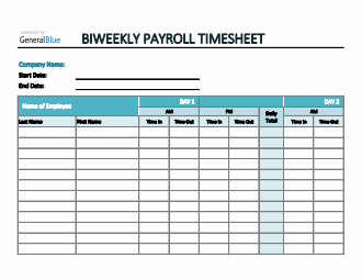 Excel Biweekly Payroll Timesheet for Multiple Employees