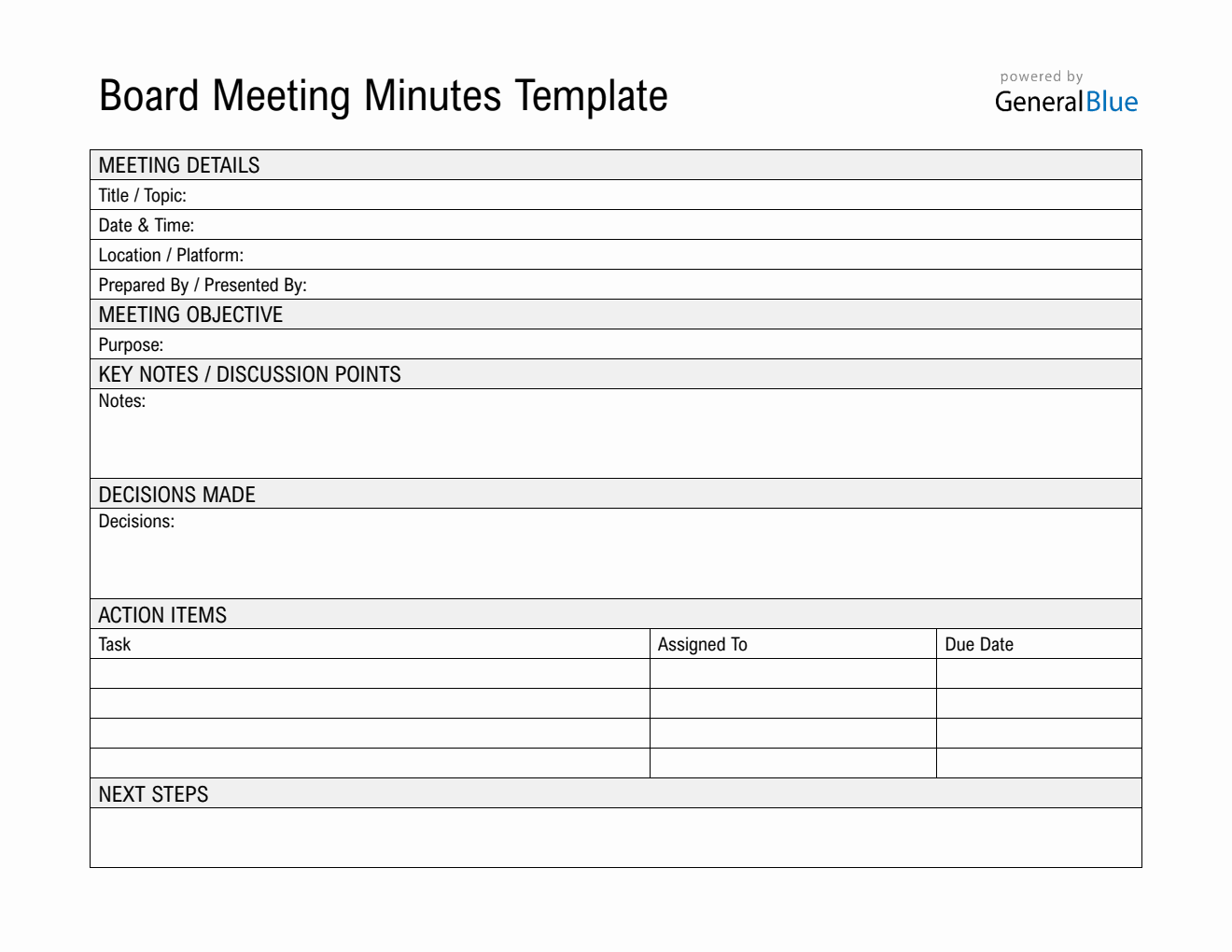  Board Meeting Minutes Template Word