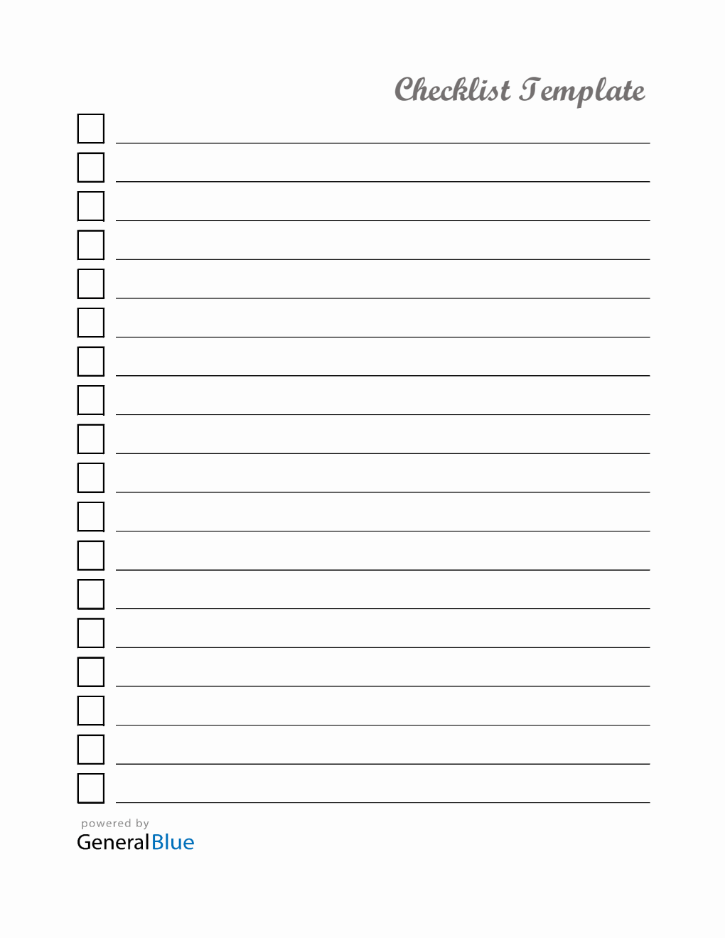 Excel Checklist Template (Letter)
