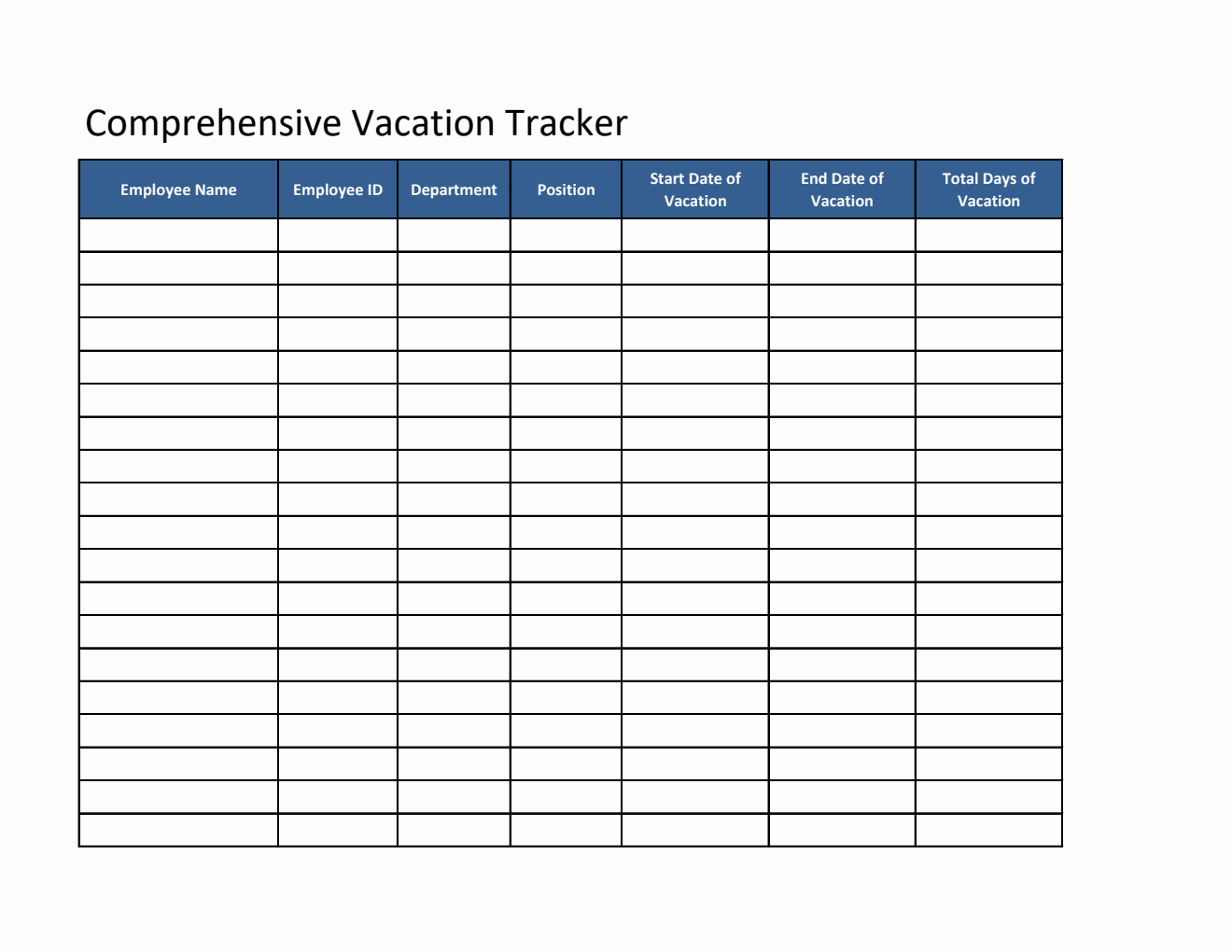 Free Customizable Vacation Leave Tracker in Excel