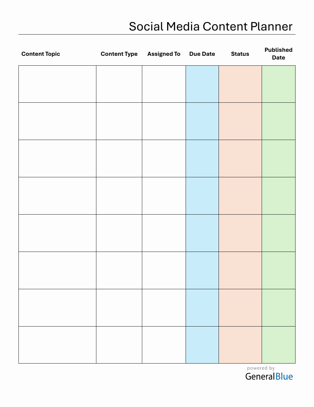 Free Downloadable Content Planning Calendar in PDF
