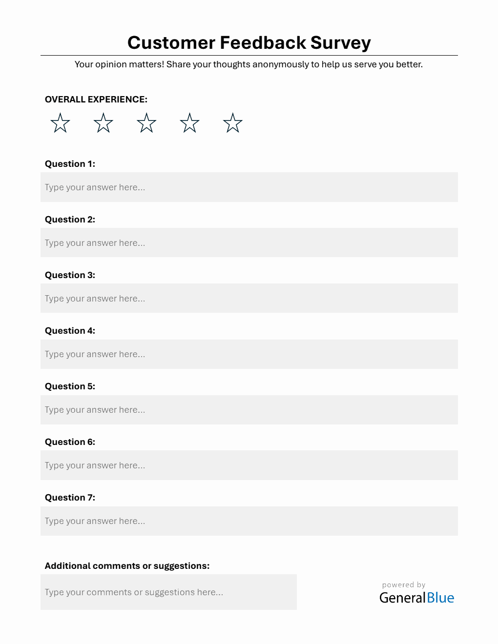  Customer Feedback Survey Form in Word