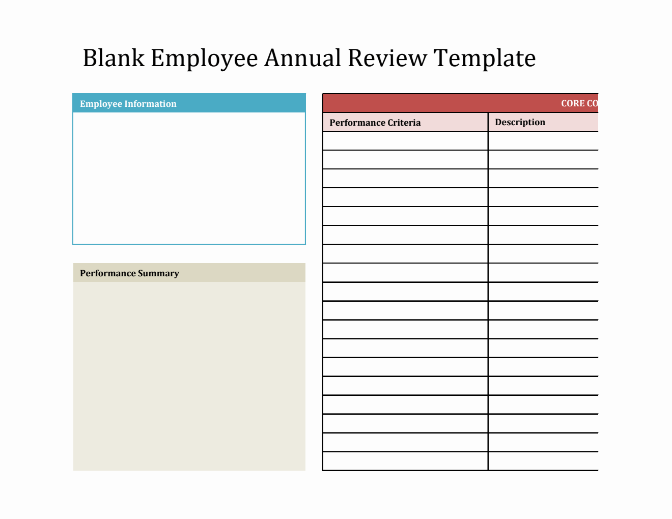 Customizable Employee Annual Review Template in Excel Spreadsheet