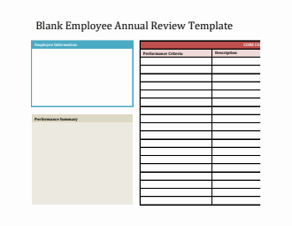 Customizable Employee Annual Review Template in Excel Spreadsheet