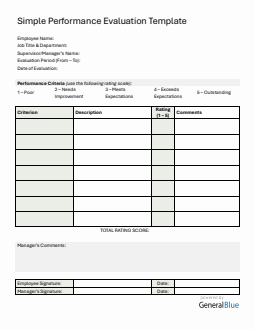 Word Employee Evaluation Form (Blank)