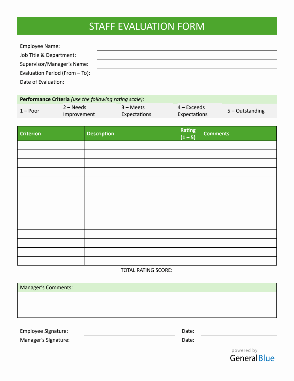 Word Employee Evaluation Form (Customizable)