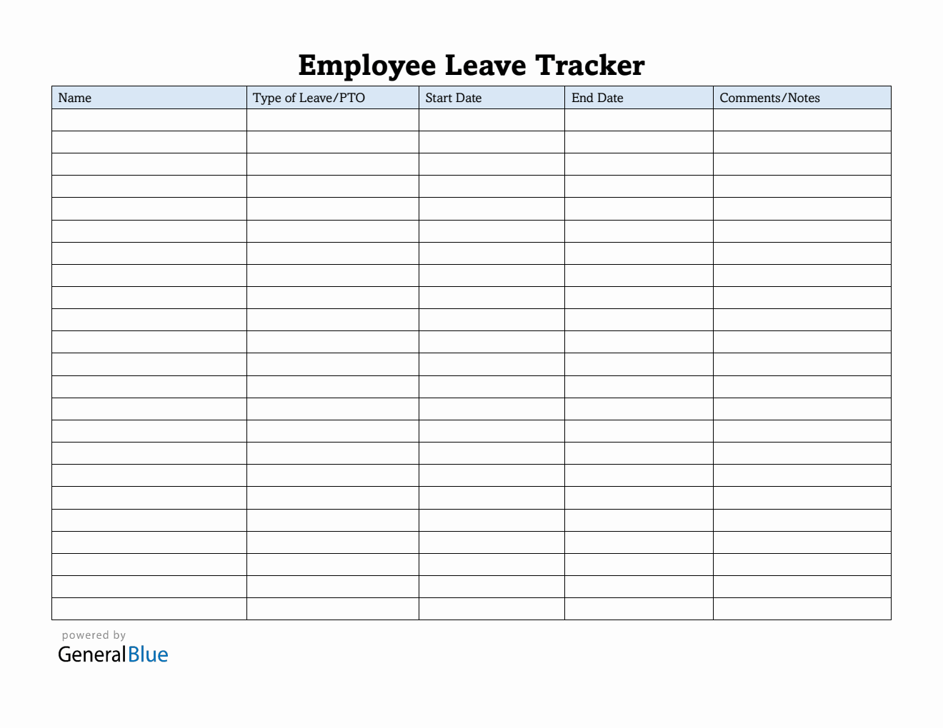 Printable Employee Leave Tracker Template (PDF)