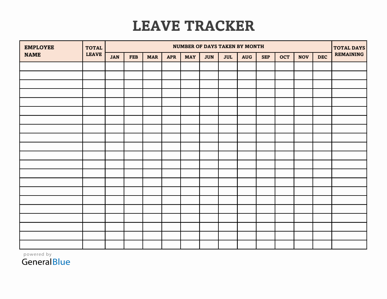 Customizable Employee Leave Tracker (Excel)
