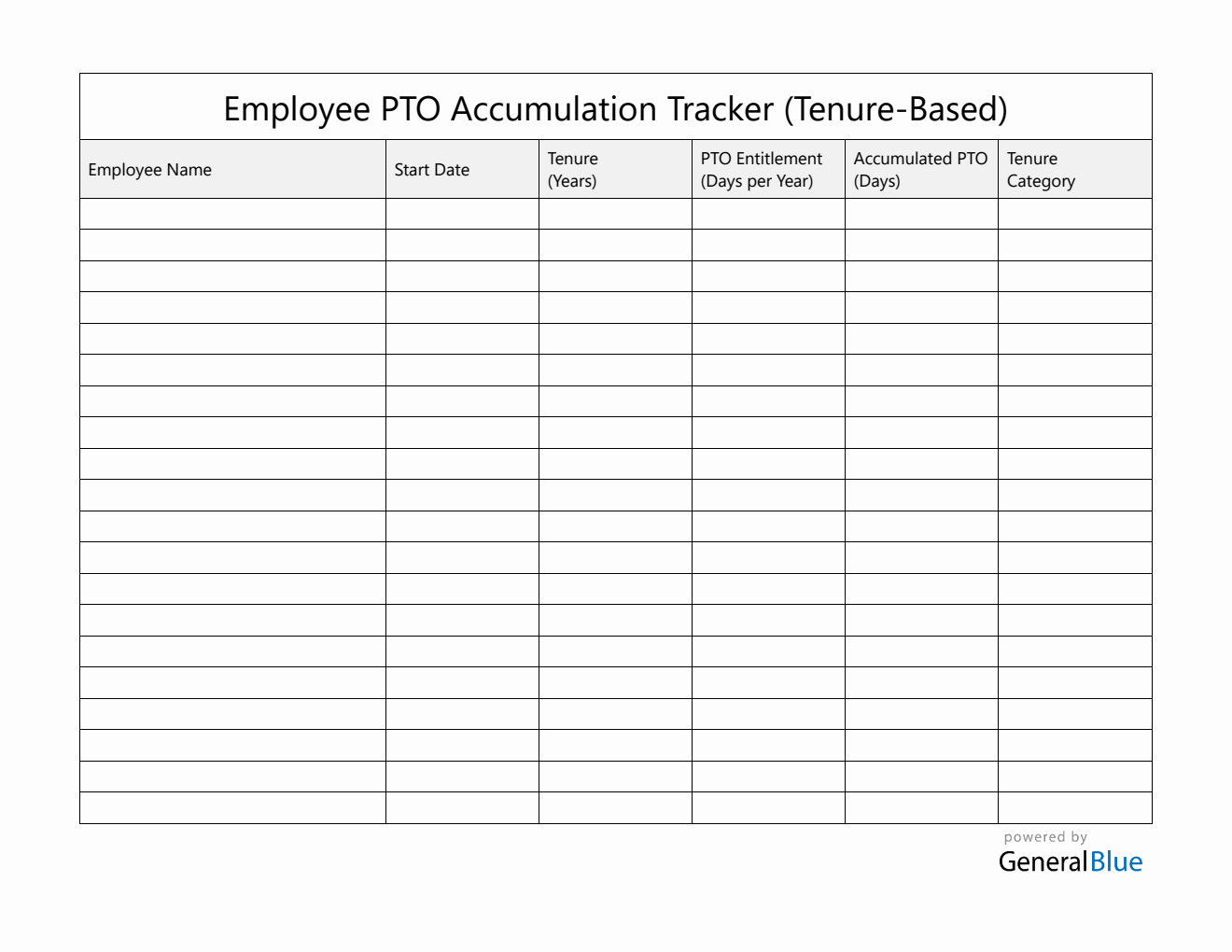 PTO Accumulation by Tenure Tracker Template | Free Download in Word