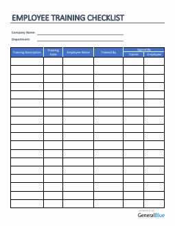Employee Training Checklist in Word
