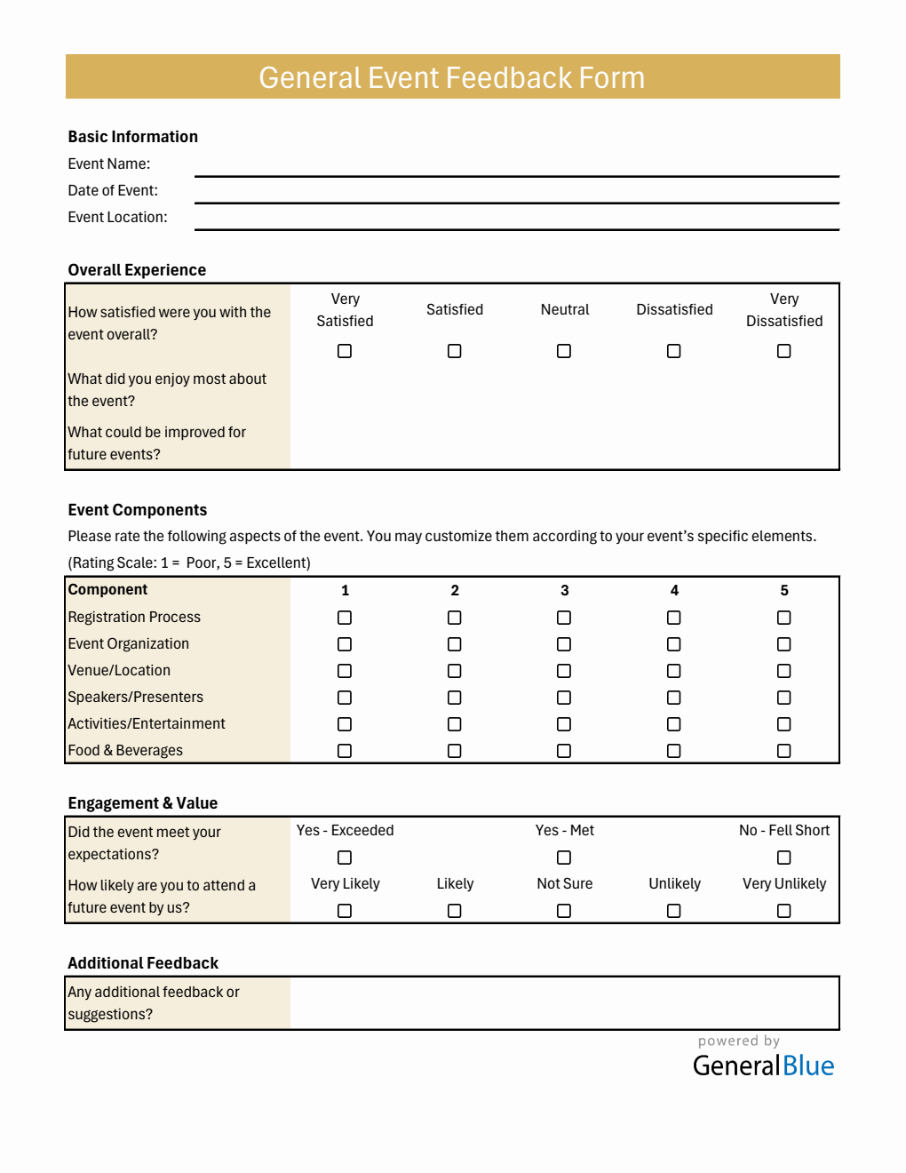  Event Feedback Form (Excel)