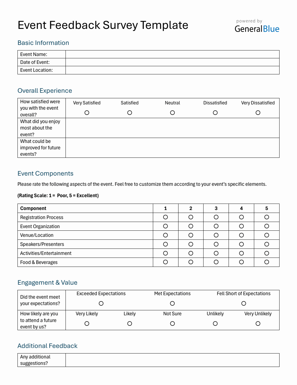 Printable Event Feedback Form (Word)