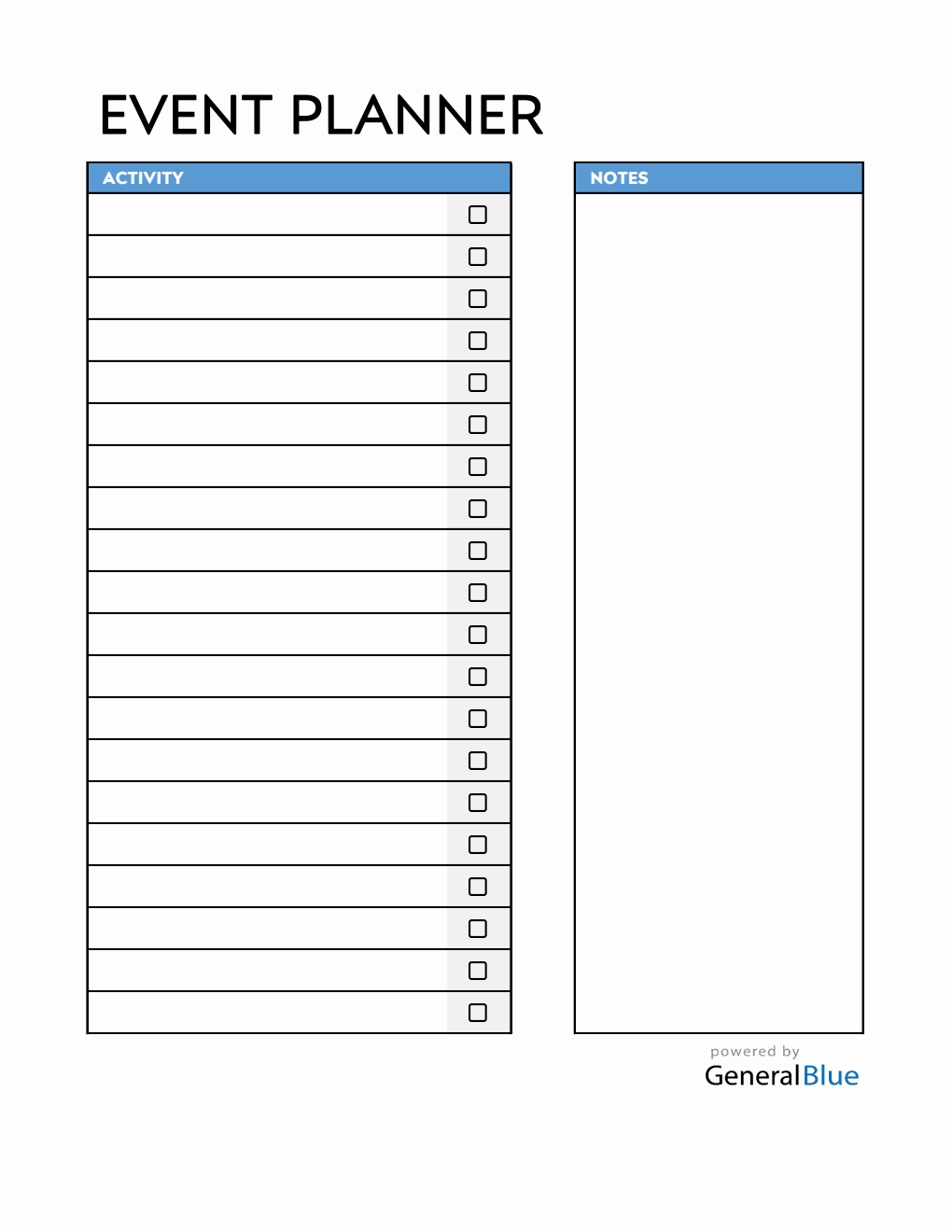 Free Event Planner -  Excel Template