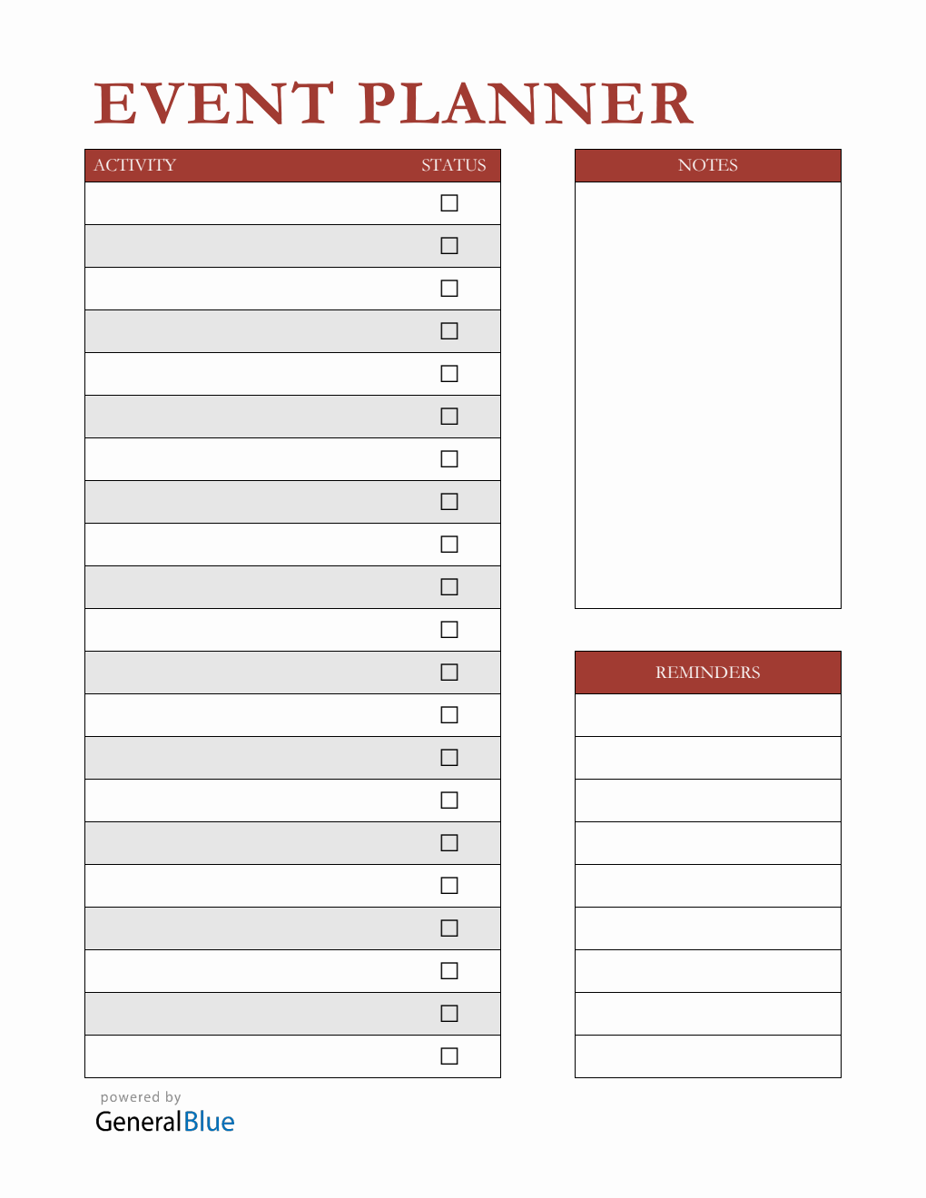 Event Planning PDF - Free Simple Template