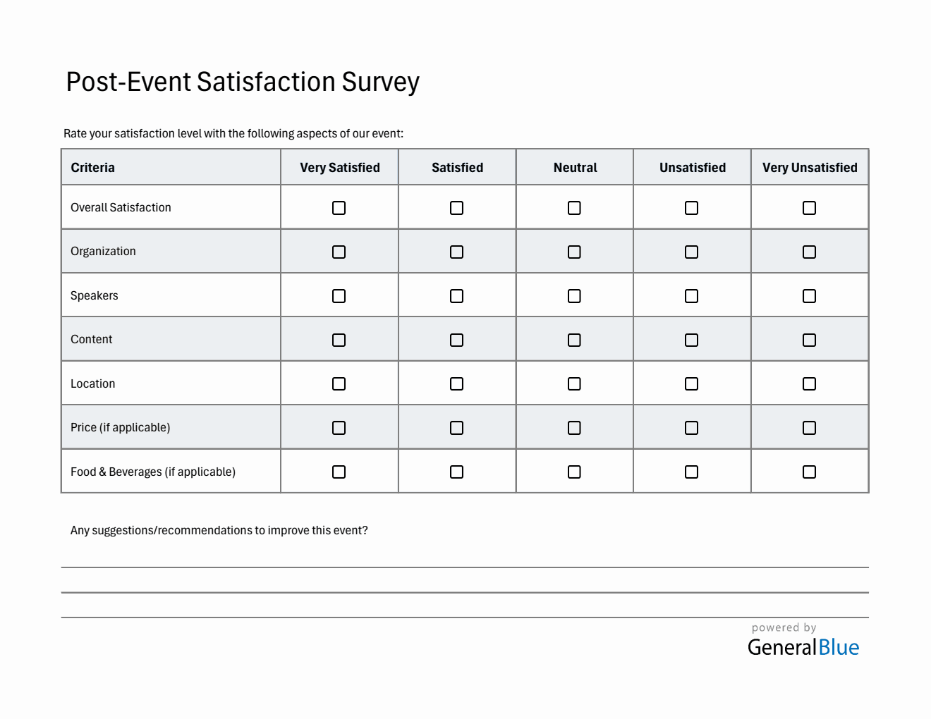 Editable Event Satisfaction Survey | Free PDF, Word, Excel Download