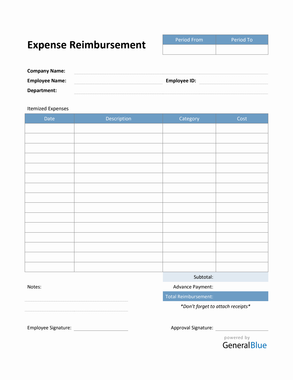 Expense Reimbursement Form in Word (Basic)