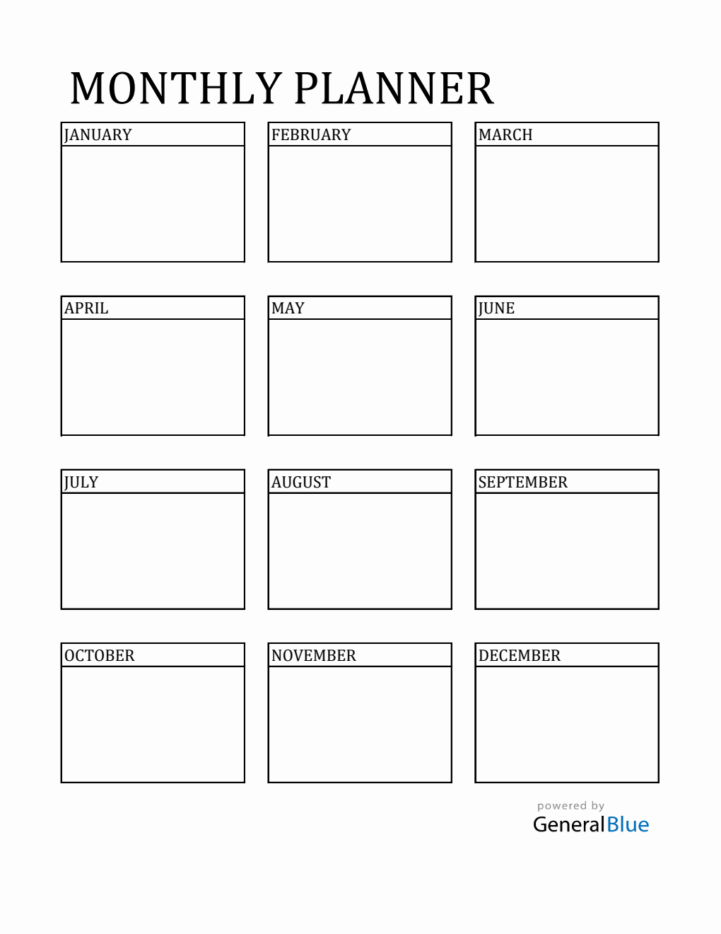 Free Excel Monthly Planner (Printable)