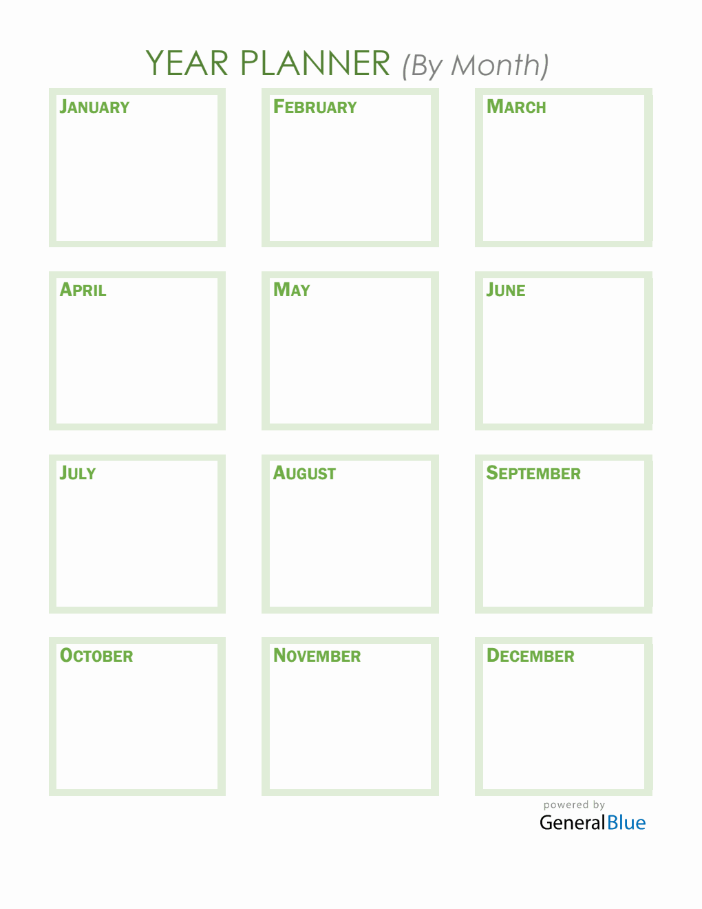 Free Printable Monthly Planner Excel (Green)