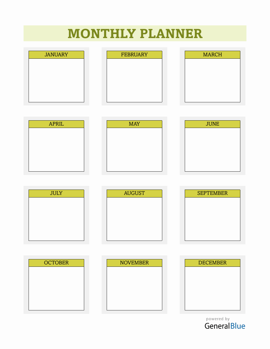 Free Printable PDF Monthly Planner Template (Green)