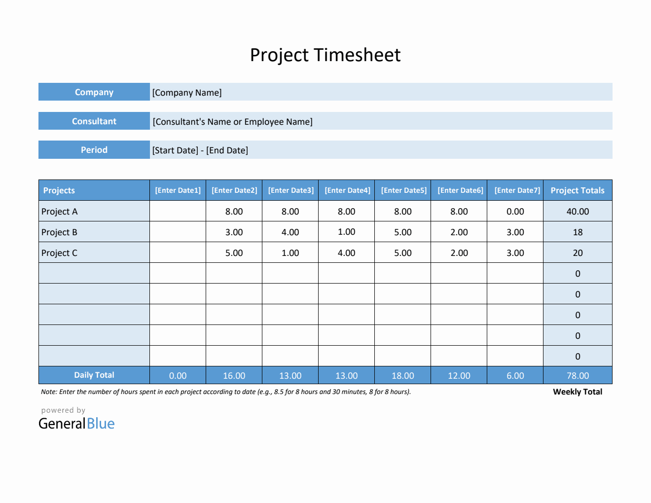 Project Timesheet in PDF (Basic)