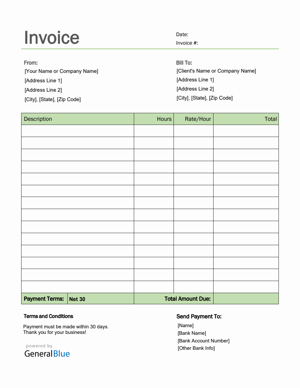 Invoice Template for U.S. Freelancers in PDF (Simple)