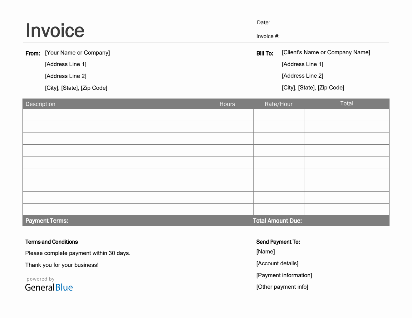 Invoice Template for U.S. Freelancers in PDF (Basic)