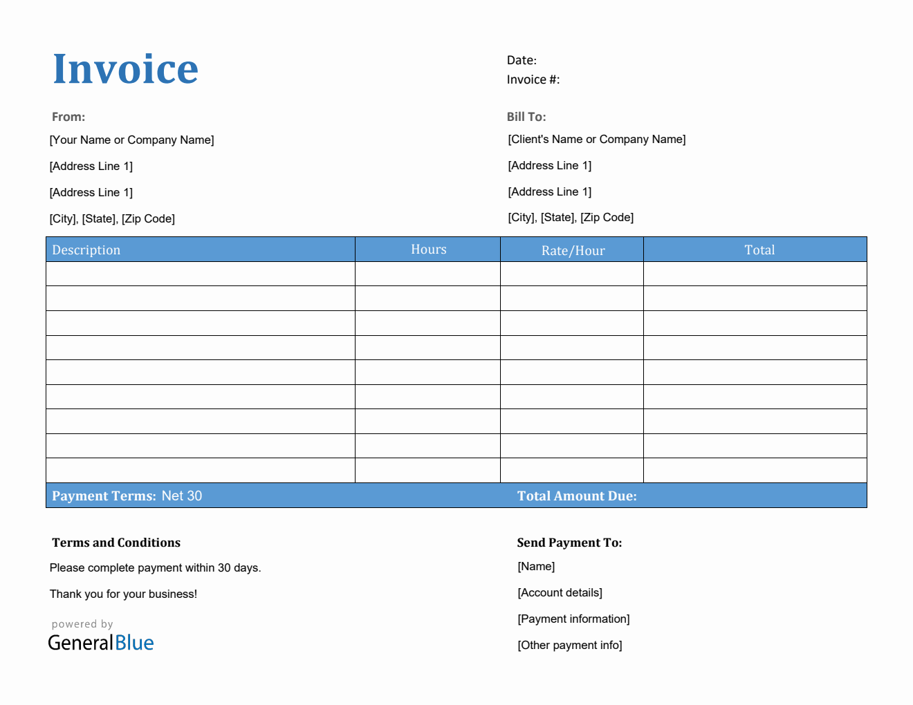 Invoice Template for U.S. Freelancers in PDF (Printable)