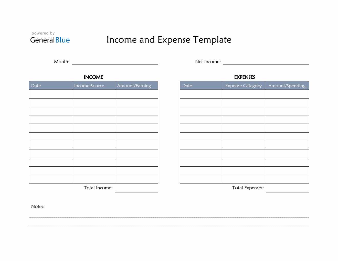 Simple Income and Expense Template in Word