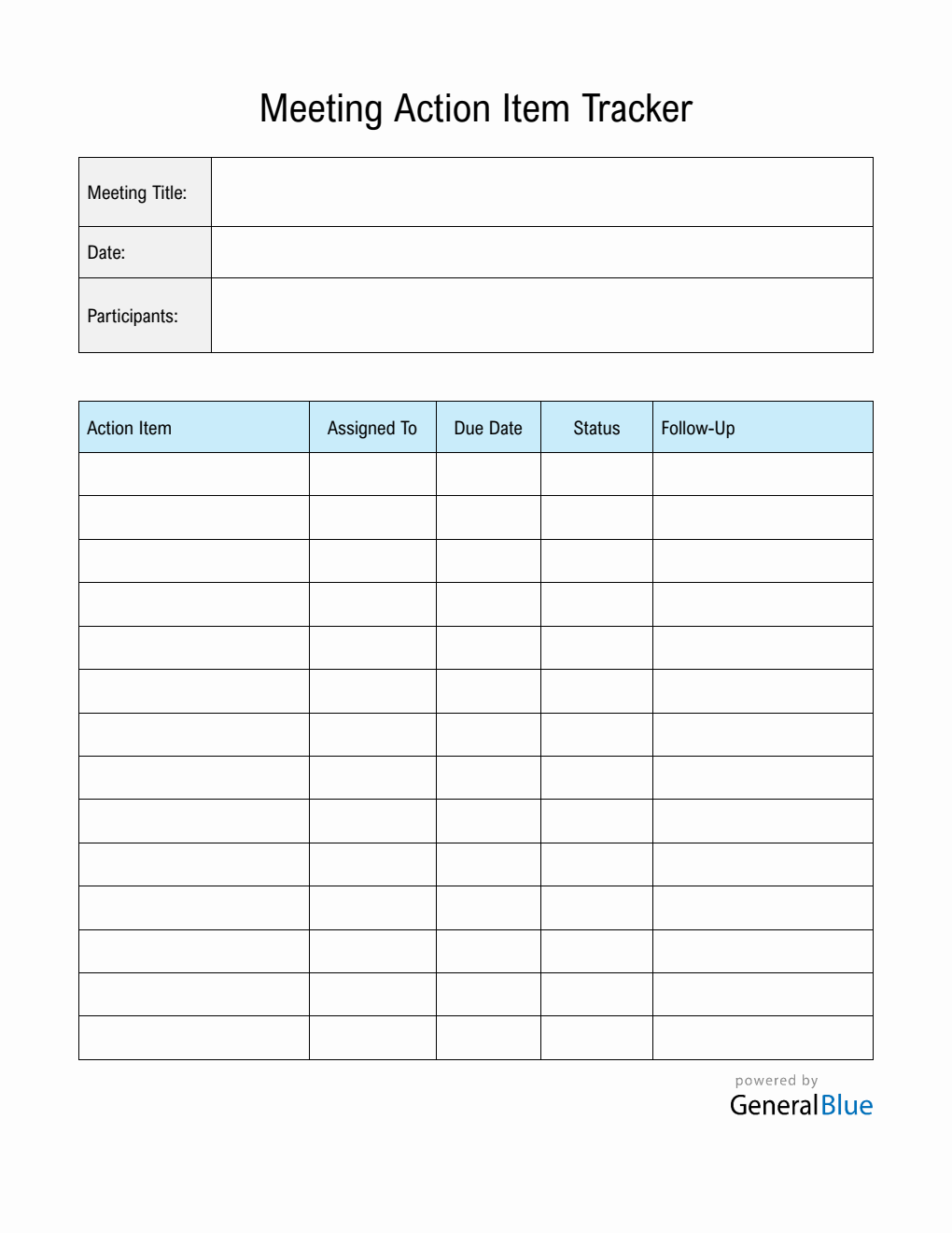 Free  Meeting Action Item Tracker (Word)
