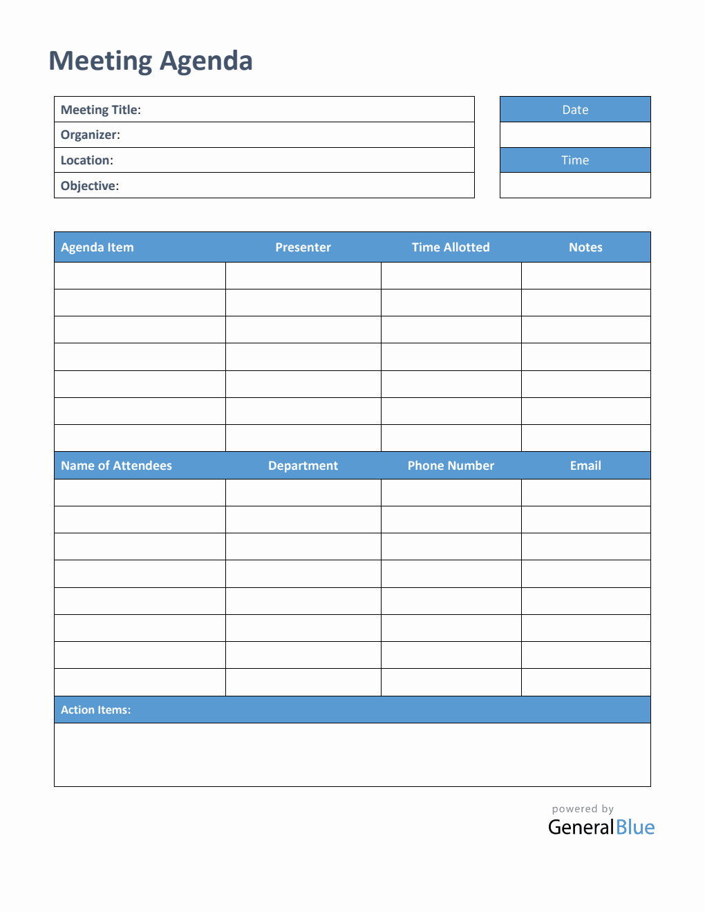 Free  Meeting Agenda Template in Word