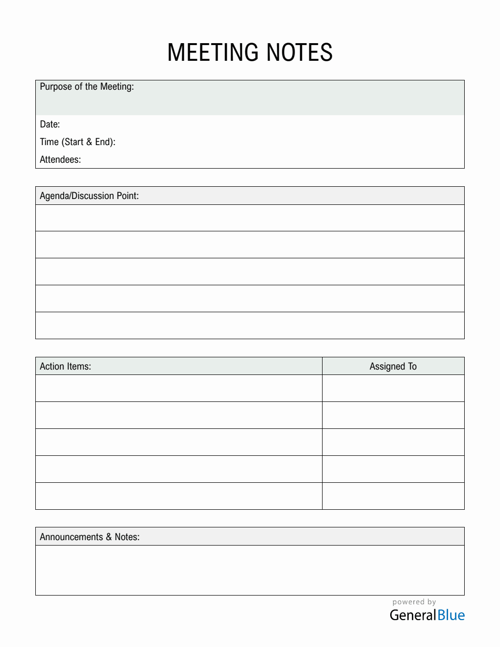 Meeting Notes Template | Edit in Word