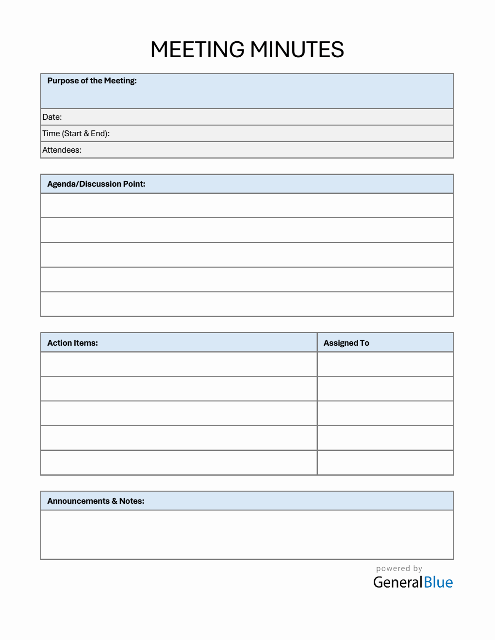 Meeting Notes Template | Download in Excel