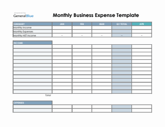 Monthly Business Expense Template in Excel