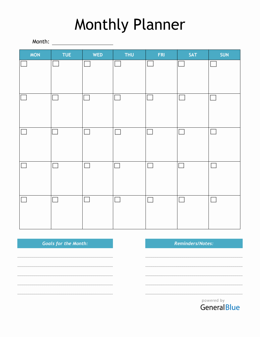  Monthly Planner in PDF