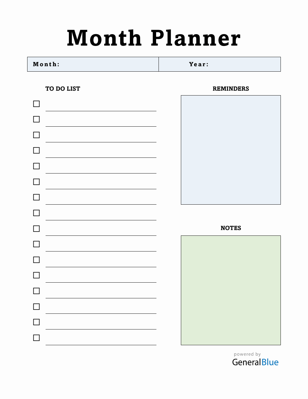 Free Simple Monthly Planner with To-Do List (Word)