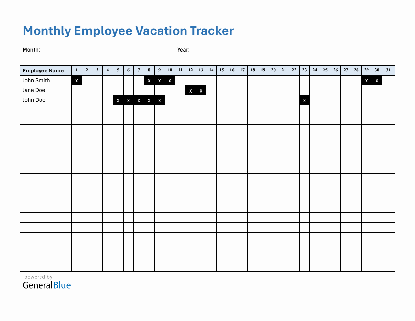 Customizable Monthly Vacation Planner Template (Word)