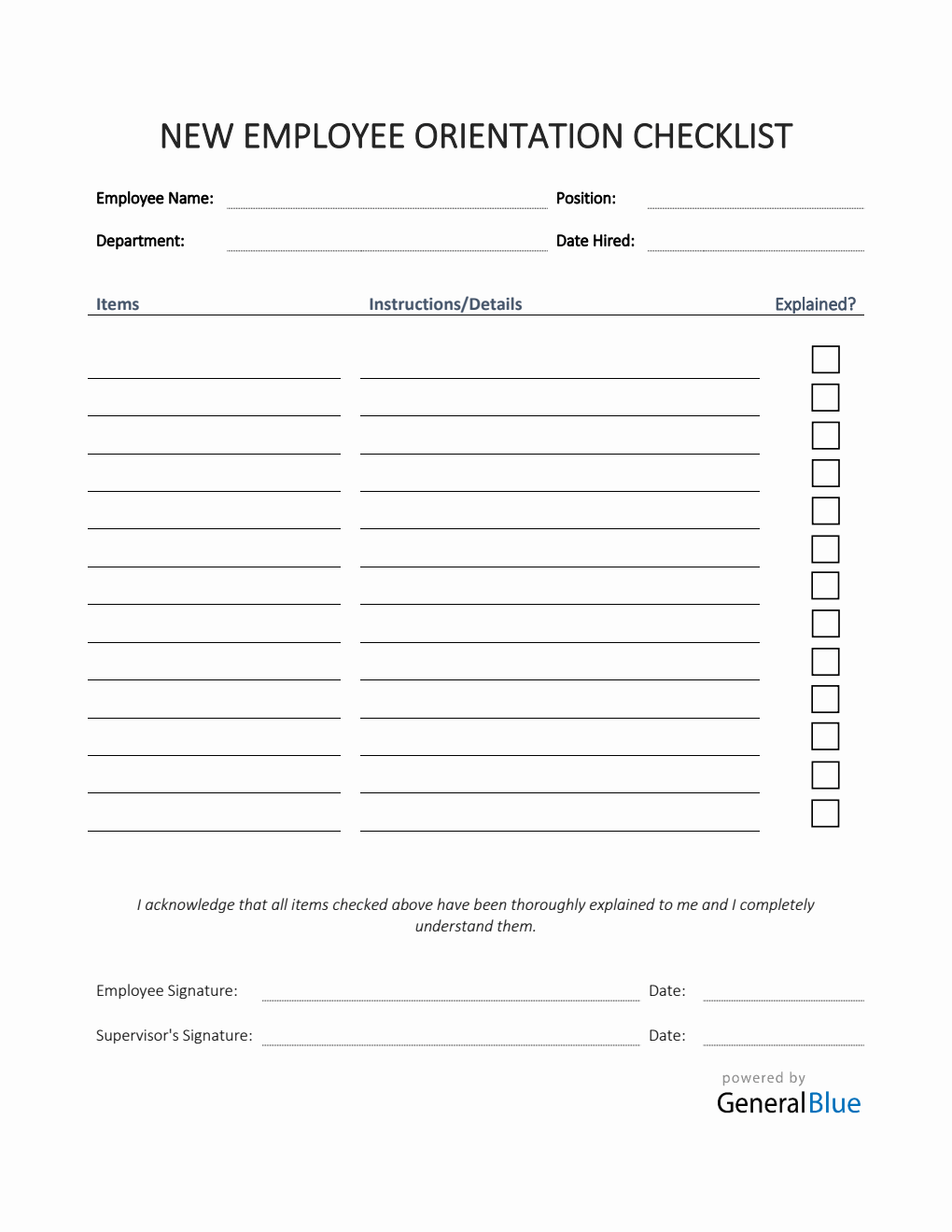 New Employee Orientation Checklist in PDF