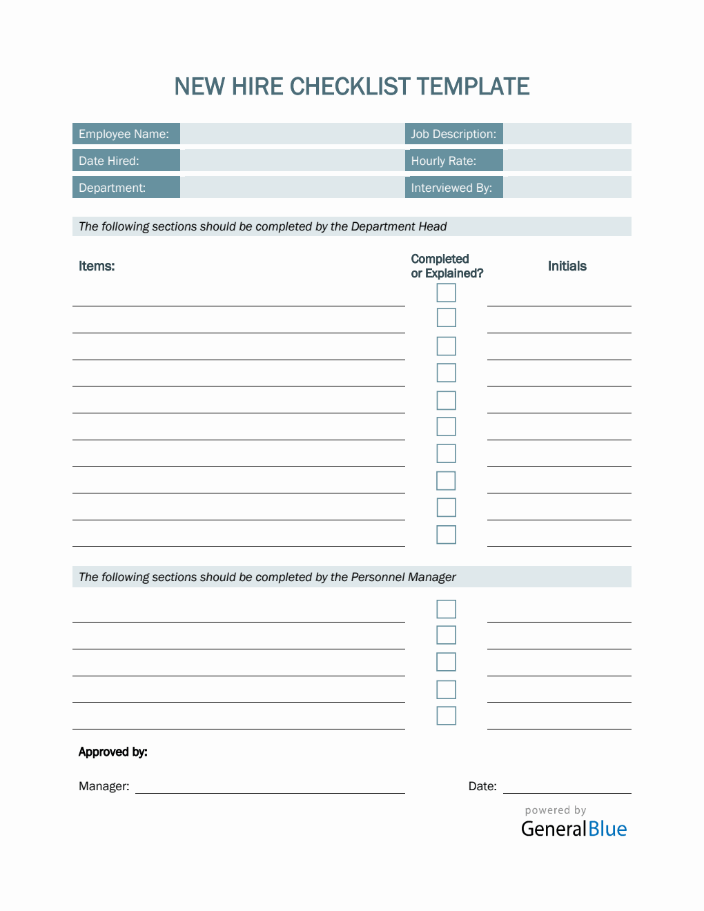 New Hire Checklist Template in PDF