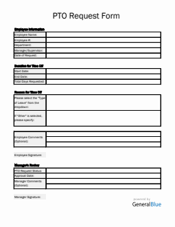 Free Basic Paid Time Off Request Form in Excel