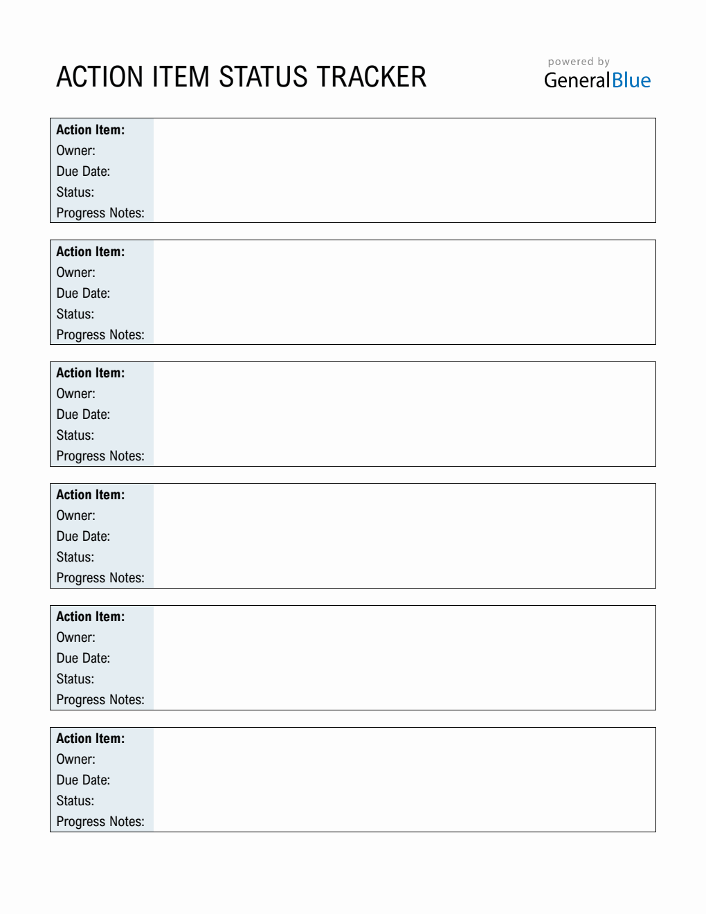 Action Item Status Tracker Template (Word)