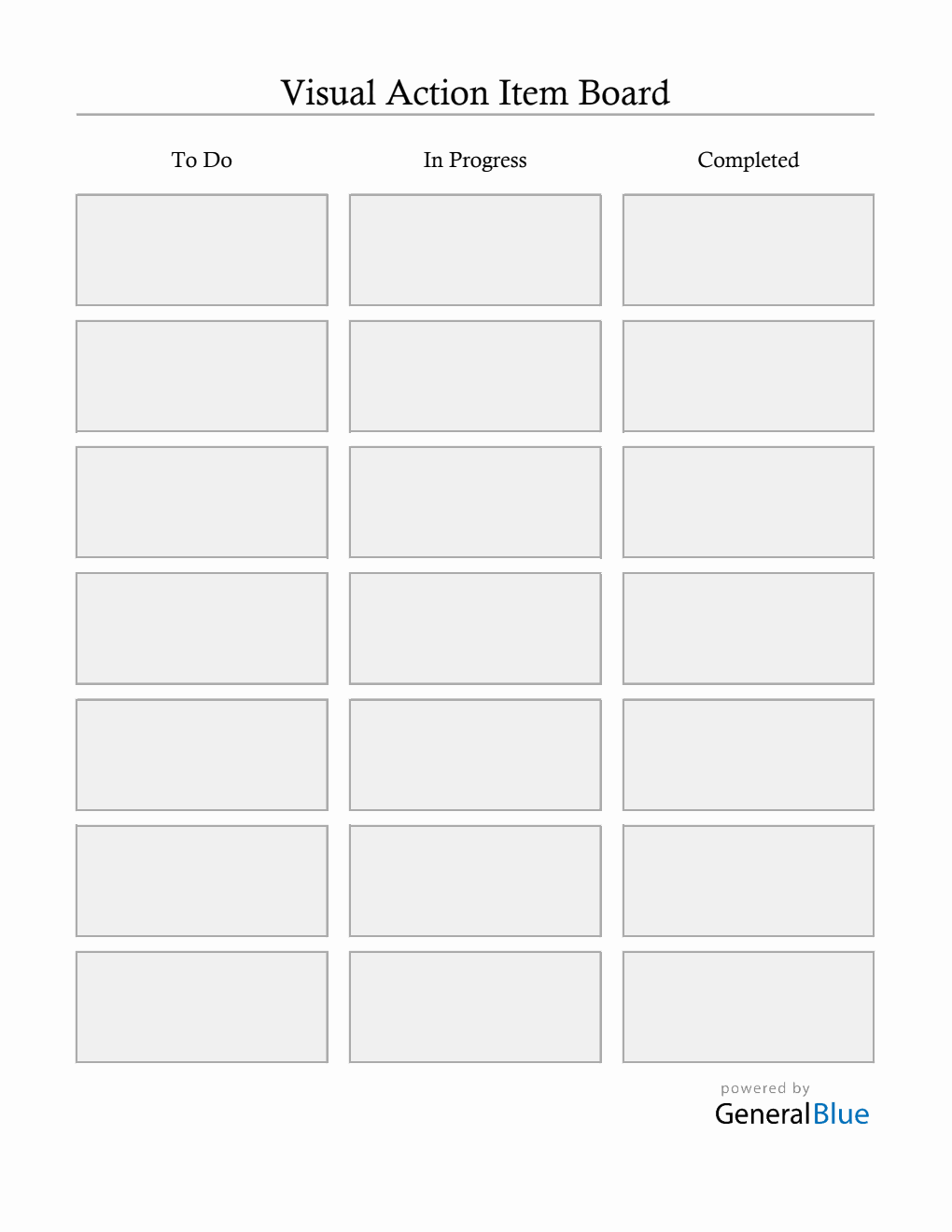 Visual Action Item Board Excel Template (Portrait)