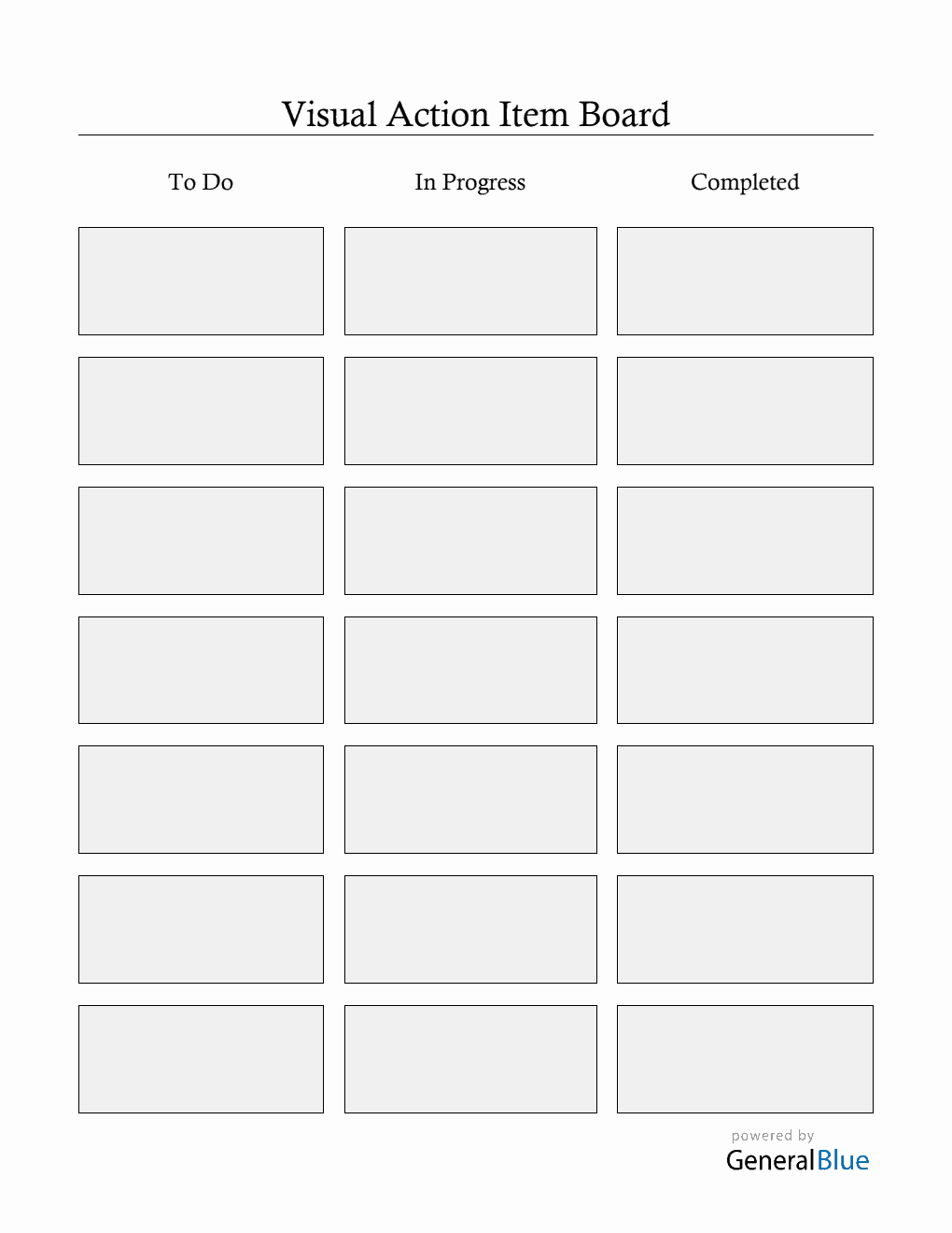 Visual Action Item Board PDF Template (Portrait)