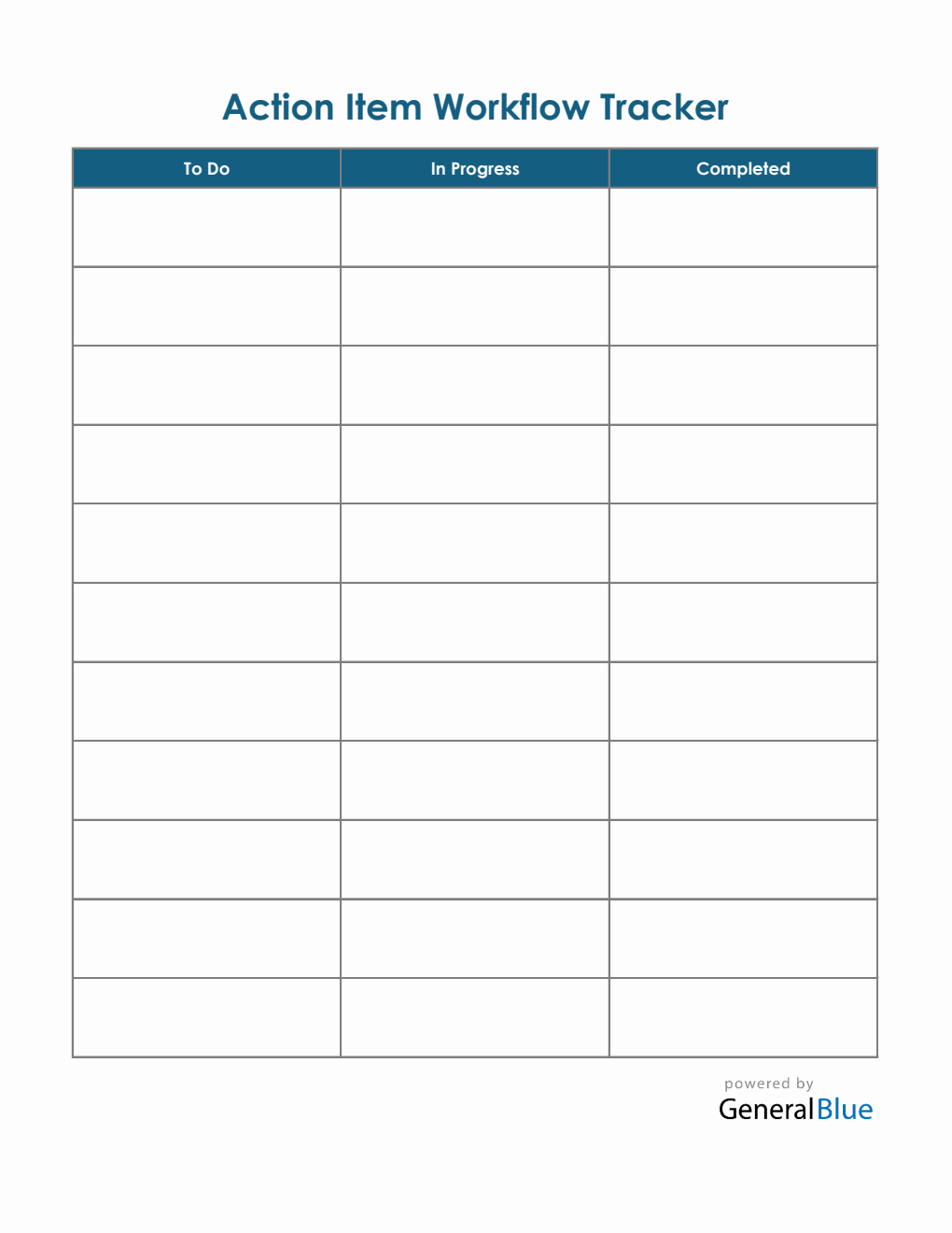 Action Item Workflow Tracker Excel Template (Portrait)