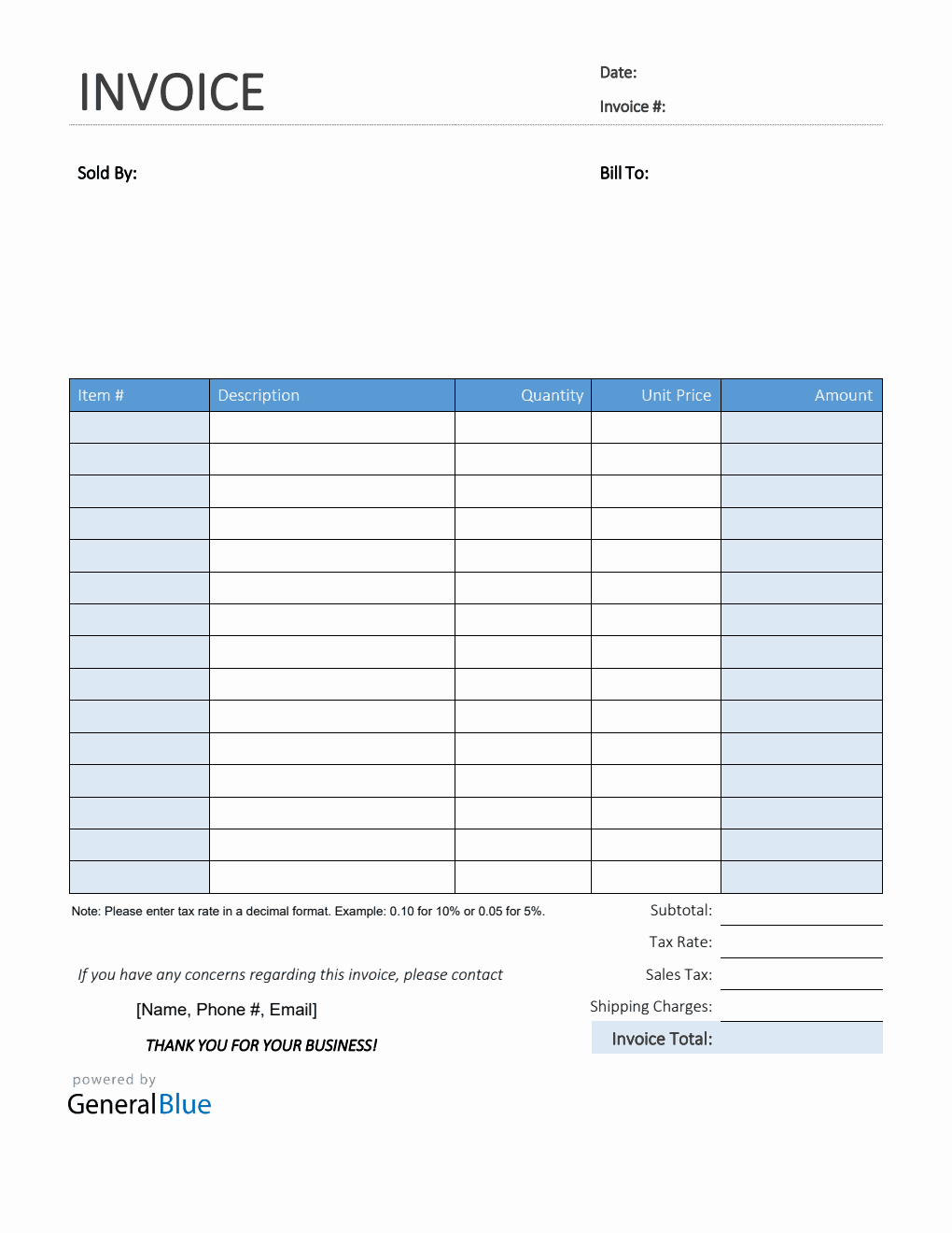 Printable Sales Invoice in PDF (Colorful)