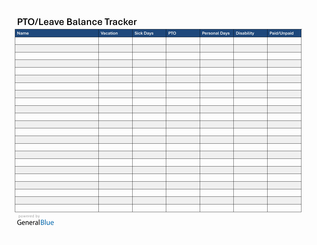 Customizable Employee PTO and Leave Balance Tracker (PDF)