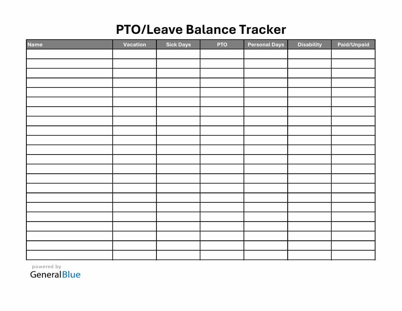 Printable Employee PTO and Leave Balance Tracker (Excel)