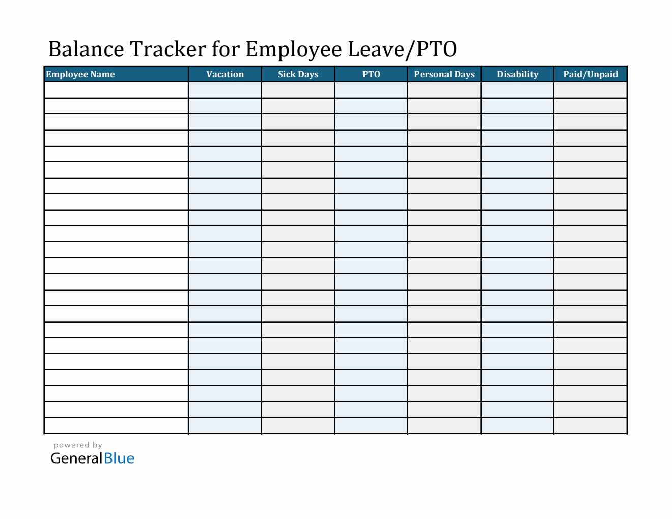  Employee PTO and Leave Balance Tracker (Excel)