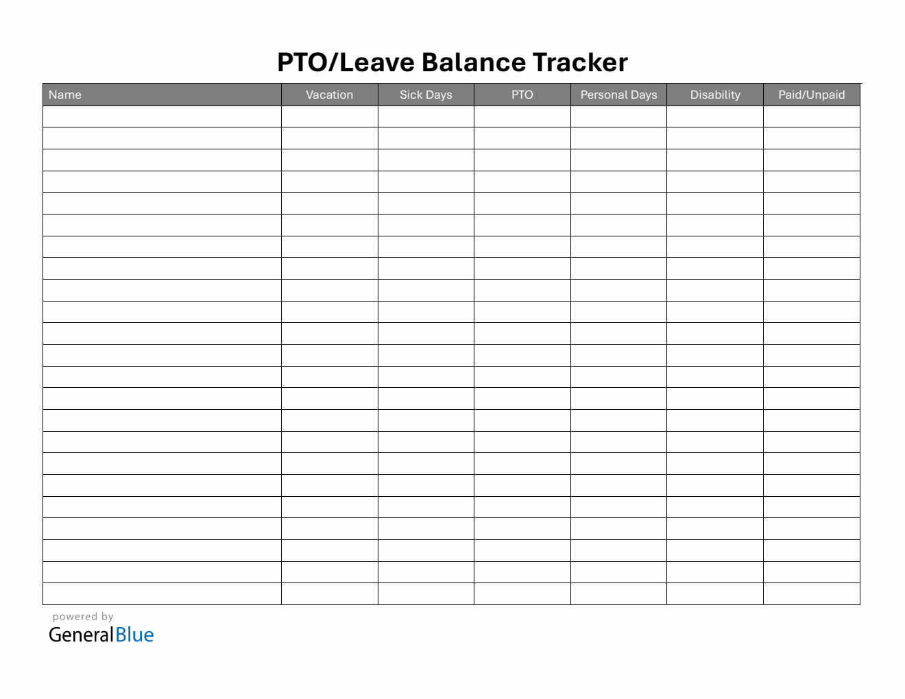 Printable Employee PTO and Leave Balance Tracker (Word)